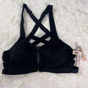 Victoria's Secret VSX Black Knockout Front Close Crisscross Back Sport Bra 36B